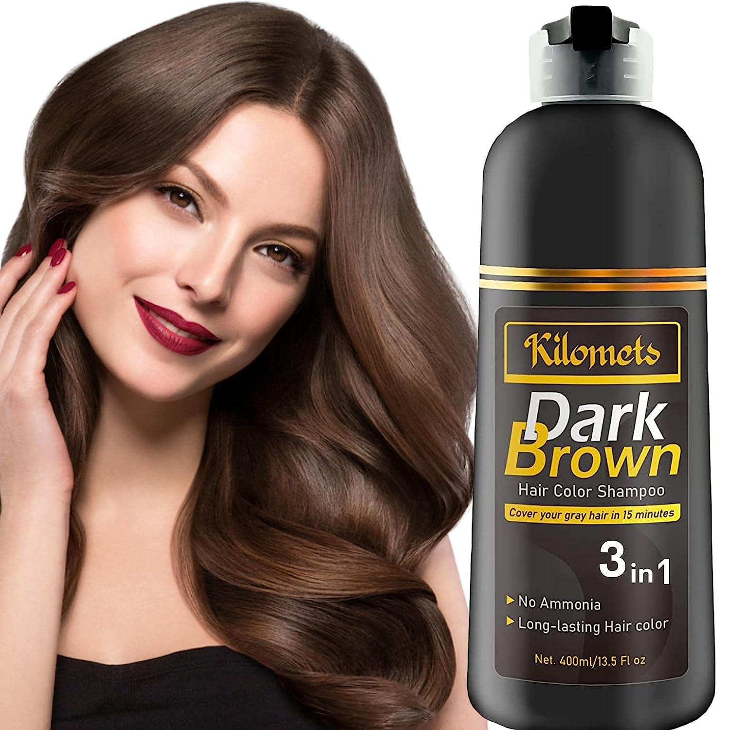 Herbal Natural Dark Brown Color Hair Shampoo for Grey Hair