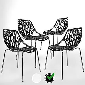 UrbanMod Black Barber Shop Waiting Area Chairs (Set of 4)