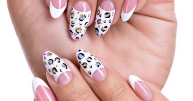 White Nails with Design
