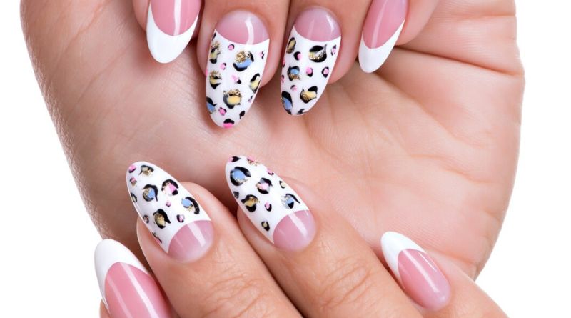 White Nails with Design