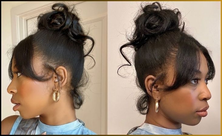 Curly Bun with Side Swept Bangs