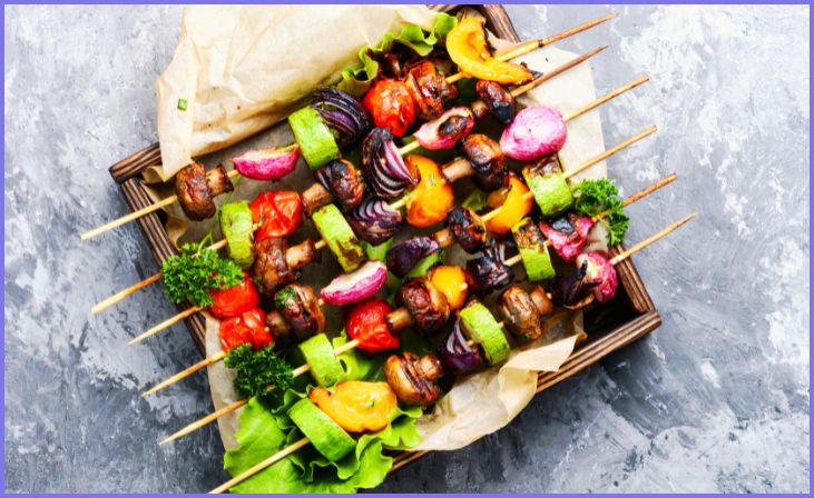 Grilled Eggplant and Zucchini Skewers